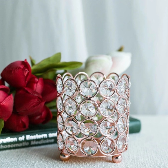 Blush/Rose Gold Tealight Crystal CandleHolder - Picture 7 of 8